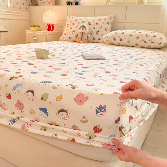 91家纺网 家纺一手货源 找家纺 朵朵家纺 2026新款A类超柔木棉印花单床笠单品学生宿舍床垫保护套床笠（床垫保护套可定制尺寸 ） 小新e族