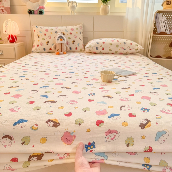 91家纺网 家纺一手货源 找家纺 朵朵家纺 2026新款A类超柔木棉印花单床笠单品学生宿舍床垫保护套床笠（床垫保护套可定制尺寸 ） 小新e族