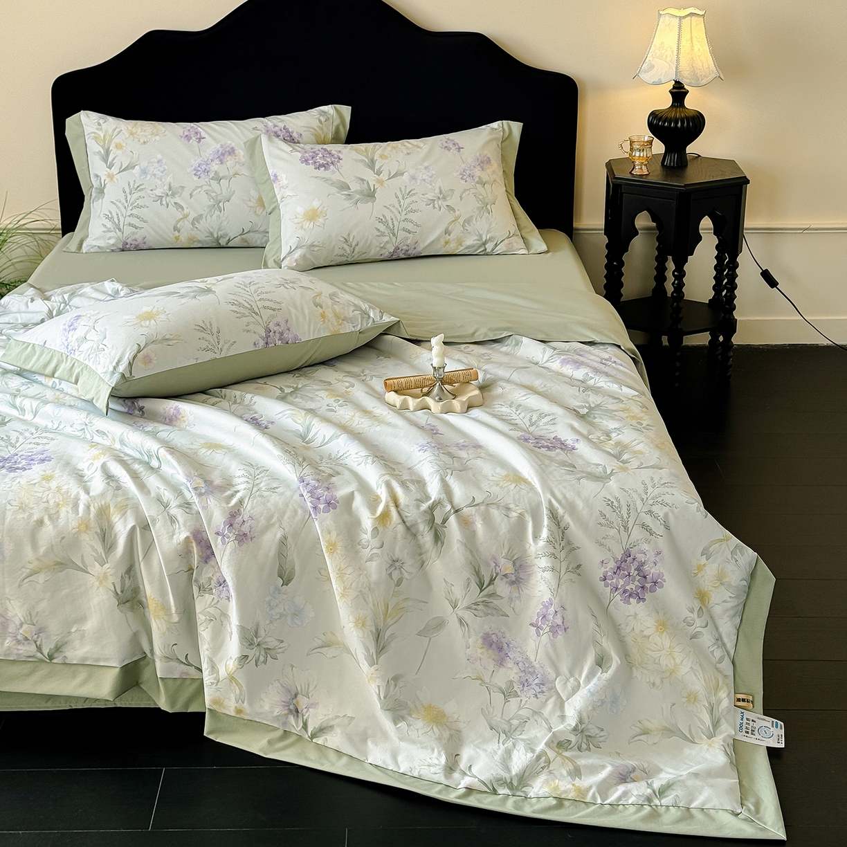 91家纺网 家纺一手货源 找家纺 迷尚家居 2026新款冰丝柔夏被四件套 绿野