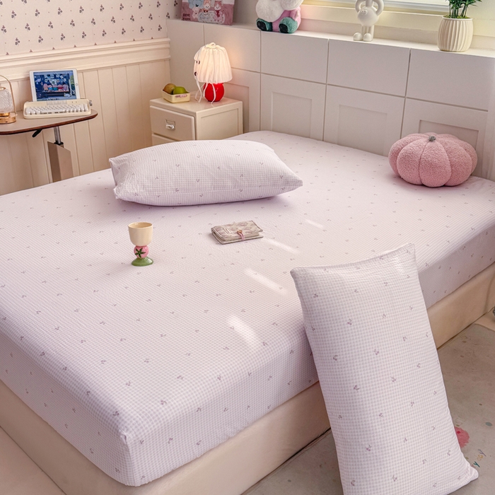 91家纺网 家纺一手货源 找家纺 朵朵家纺 2026新款A类超柔木棉印花单床笠单品学生宿舍床垫保护套床笠（床垫保护套可定制尺寸 ） 小樱桃