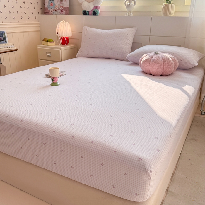 91家纺网 家纺一手货源 找家纺 朵朵家纺 2026新款A类超柔木棉印花单床笠单品学生宿舍床垫保护套床笠（床垫保护套可定制尺寸 ） 小樱桃