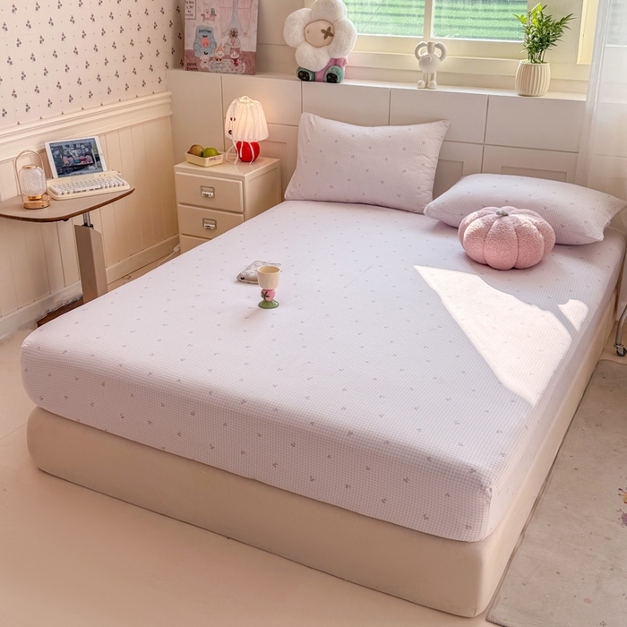 91家纺网 家纺一手货源 找家纺 朵朵家纺 2026新款A类超柔木棉印花单床笠单品学生宿舍床垫保护套床笠（床垫保护套可定制尺寸 ） 小樱桃