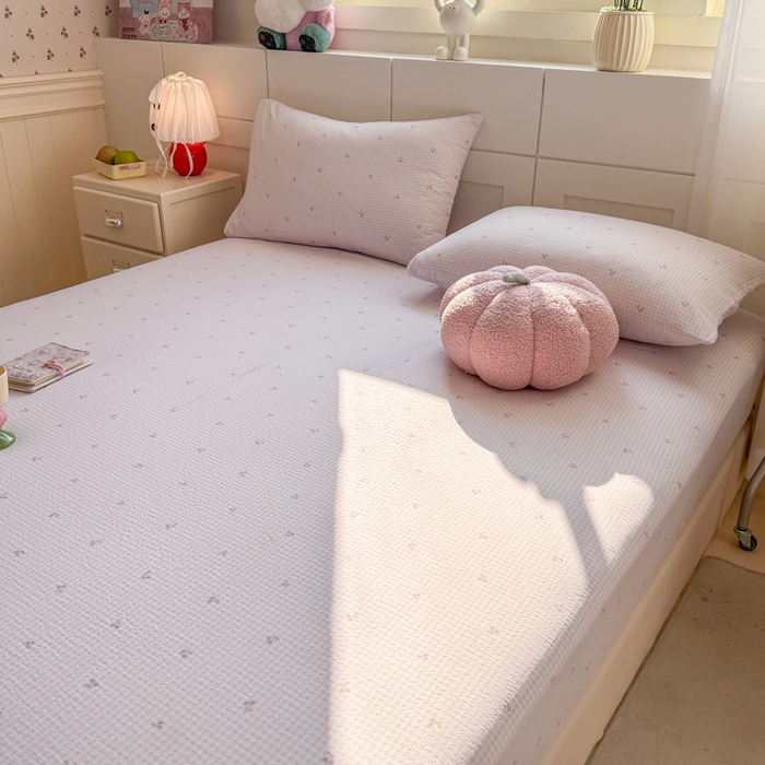 91家纺网 家纺一手货源 找家纺 朵朵家纺 2026新款A类超柔木棉印花单床笠单品学生宿舍床垫保护套床笠（床垫保护套可定制尺寸 ） 小樱桃