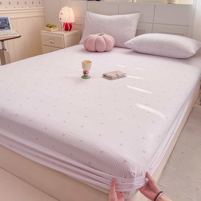 91家纺网 家纺一手货源 找家纺 朵朵家纺 2026新款A类超柔木棉印花单床笠单品学生宿舍床垫保护套床笠（床垫保护套可定制尺寸 ） 小樱桃