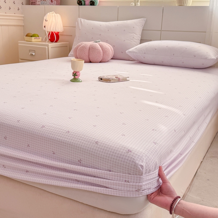 朵朵家纺 2026新款A类超柔木棉印花单床笠单品学生宿舍床垫保护套床笠（床垫保护套可定制尺寸 ） 小樱桃