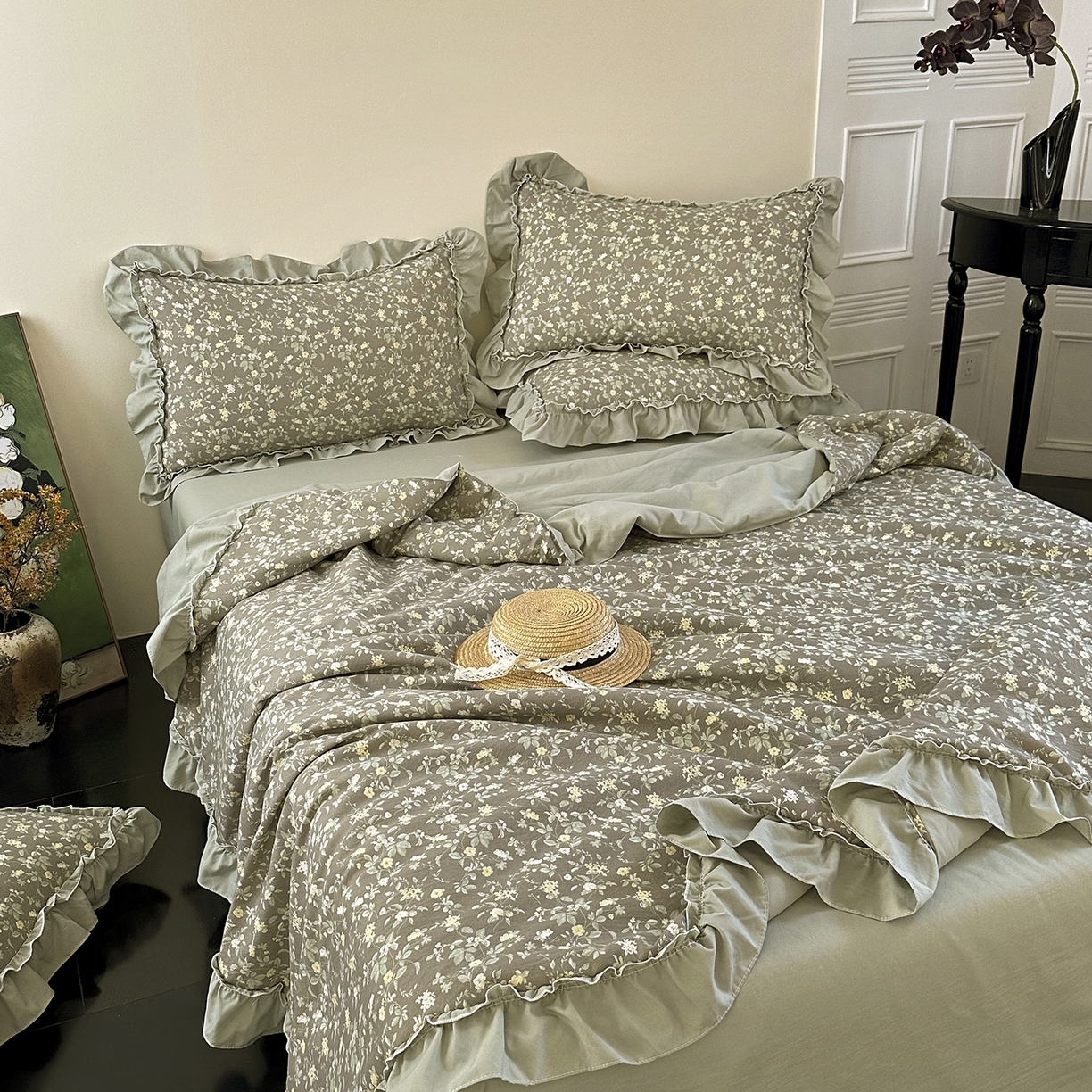 91家纺网 家纺一手货源 找家纺 （总）迷尚家居 2026新款云朵棉印花花边夏被四件套