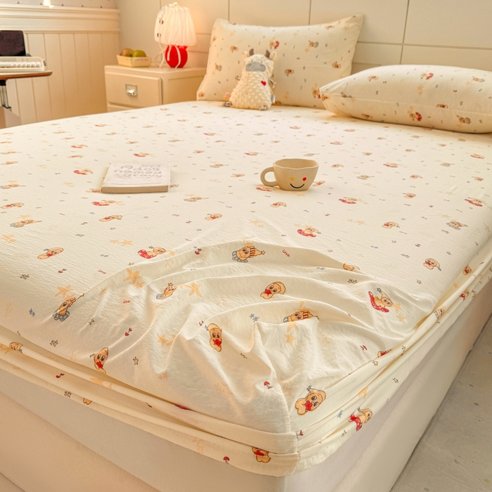 91家纺网 家纺一手货源 找家纺 朵朵家纺 2026新款A类超柔木棉印花单床笠单品学生宿舍床垫保护套床笠（床垫保护套可定制尺寸 ） 星星人