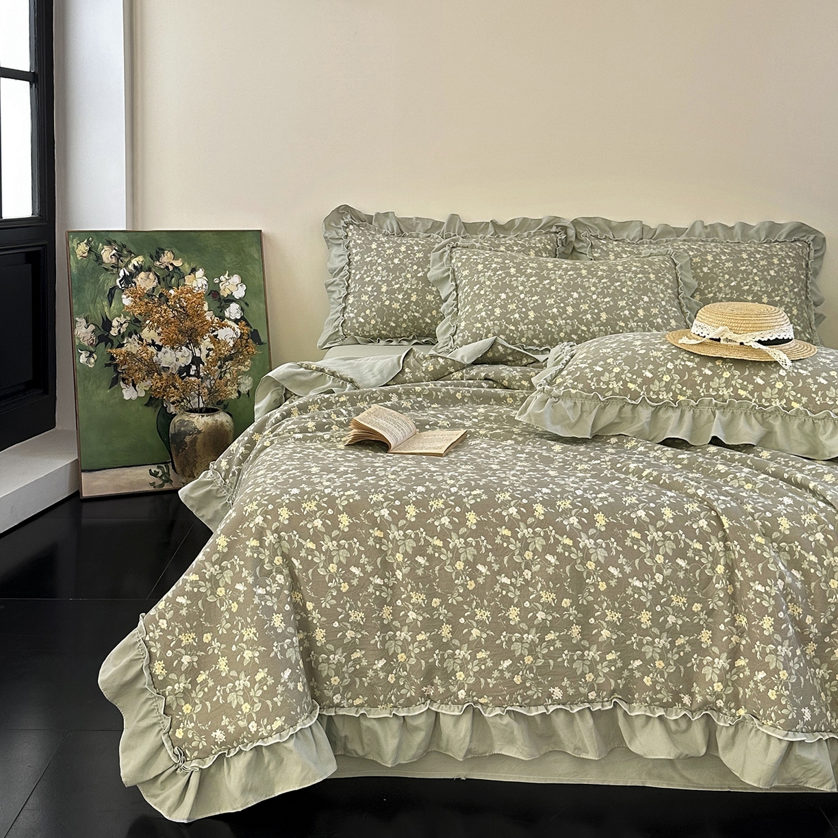 91家纺网 家纺一手货源 找家纺 （总）迷尚家居 2026新款云朵棉印花花边夏被四件套