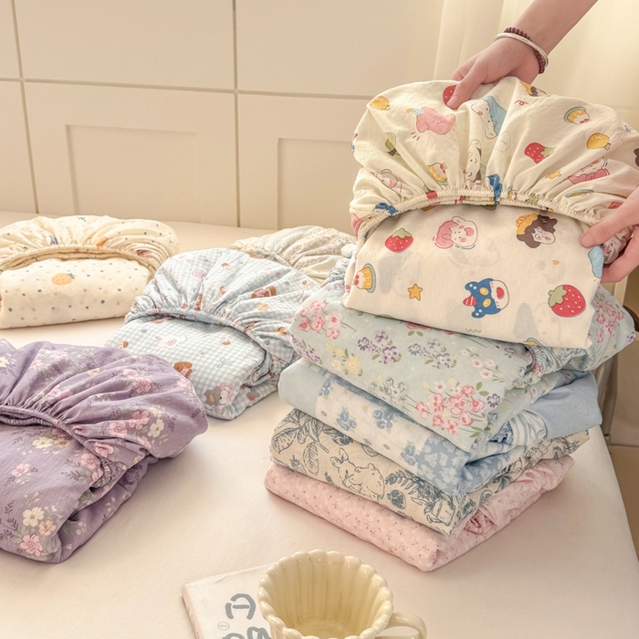 朵朵家纺 2026新款A类超柔木棉印花单床笠单品学生宿舍床垫保护套床笠（床垫保护套可定制尺寸 ） 组合