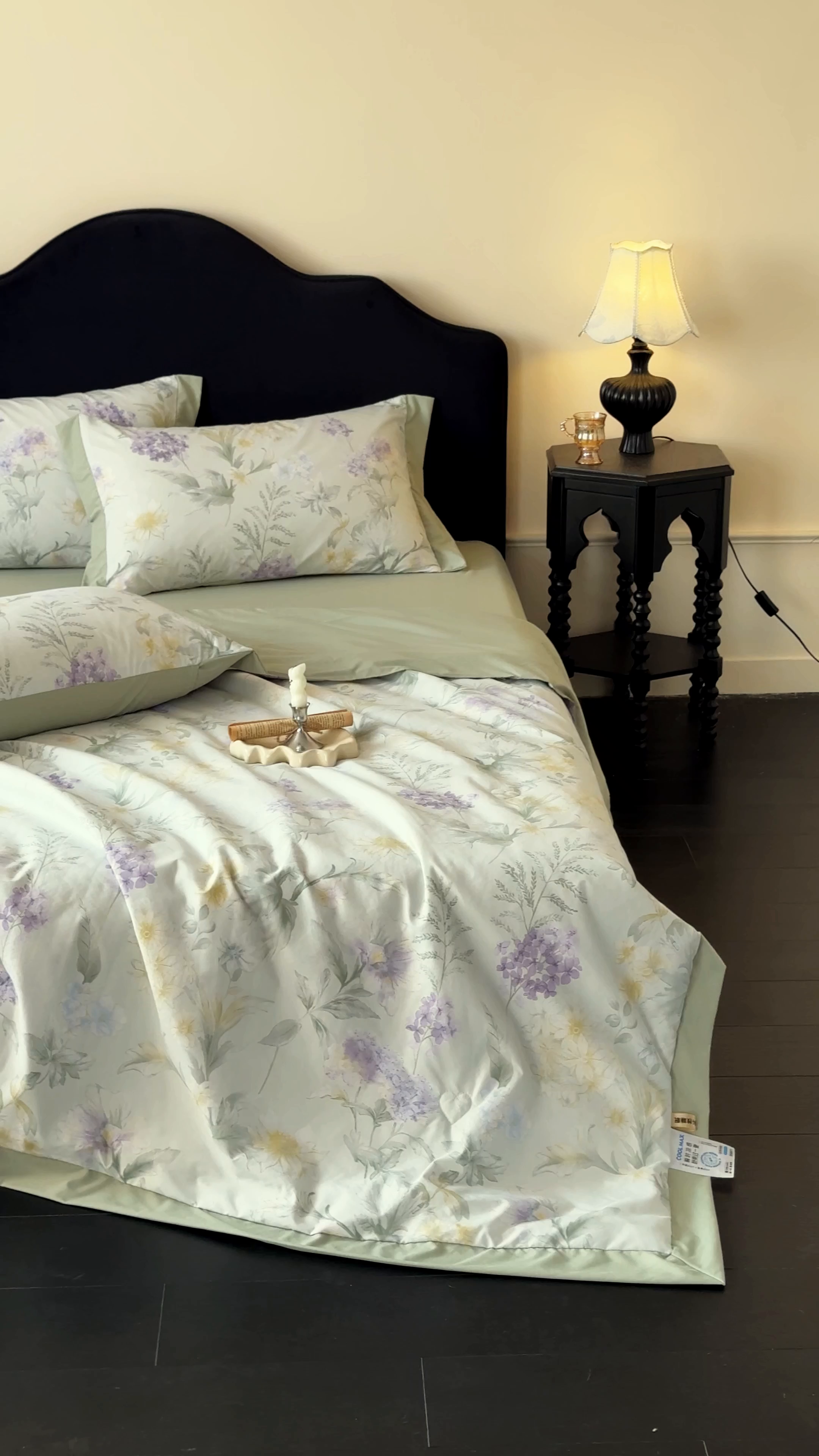 91家纺网 家纺一手货源 找家纺 迷尚家居 2026新款冰丝柔夏被四件套 绿野