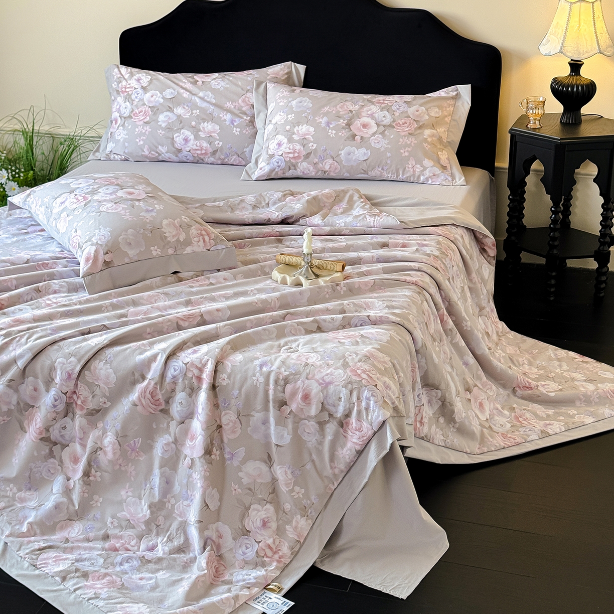 91家纺网 家纺一手货源 找家纺 迷尚家居 2026新款冰丝柔夏被四件套 莫奈花园