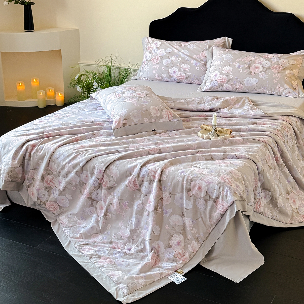 91家纺网 家纺一手货源 找家纺 迷尚家居 2026新款冰丝柔夏被四件套 莫奈花园