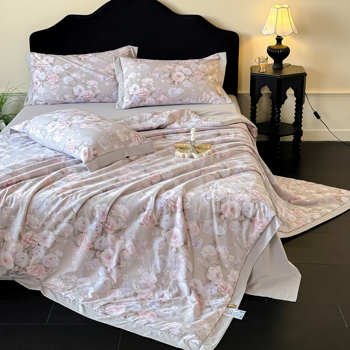 91家纺网 家纺一手货源 找家纺 迷尚家居 2026新款冰丝柔夏被四件套 莫奈花园