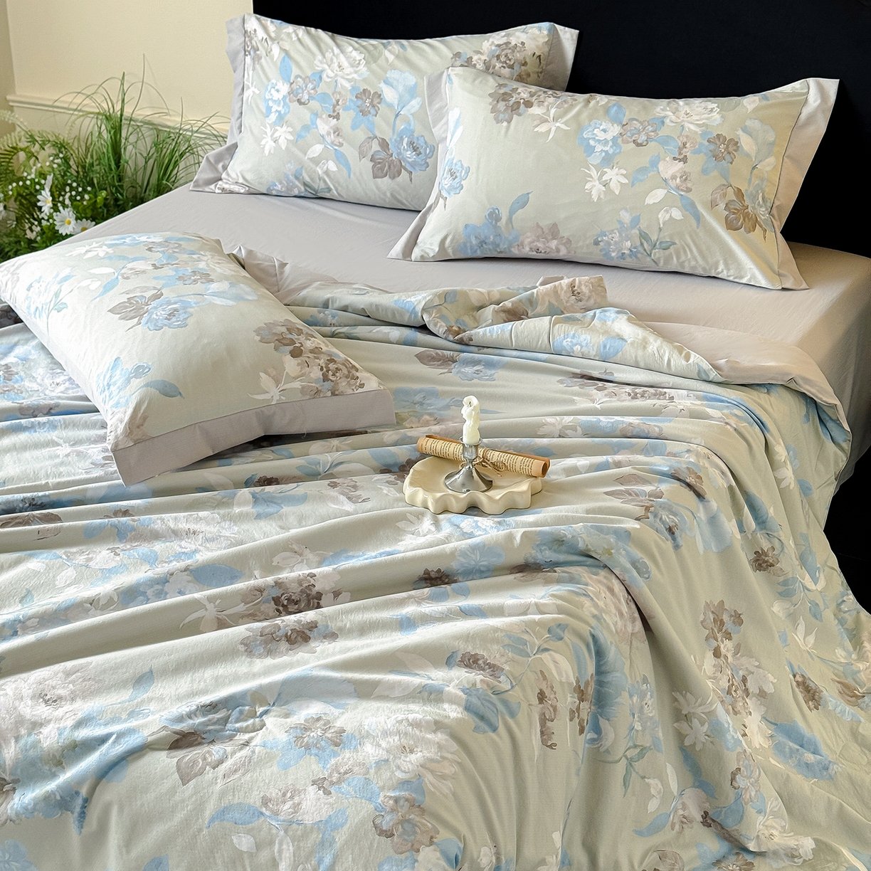 91家纺网 家纺一手货源 找家纺 迷尚家居 2026新款冰丝柔夏被四件套 南乔