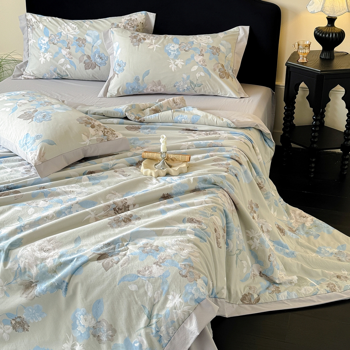 91家纺网 家纺一手货源 找家纺 迷尚家居 2026新款冰丝柔夏被四件套 南乔