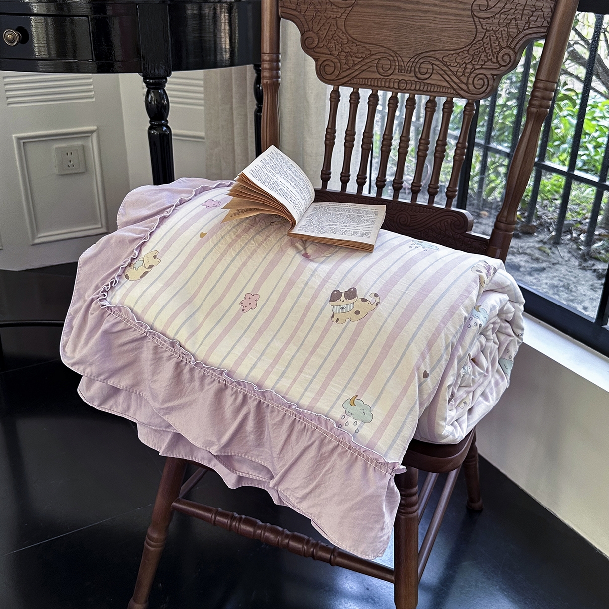 91家纺网 家纺一手货源 找家纺 （总）迷尚家居 2026新款云朵棉印花花边夏被四件套