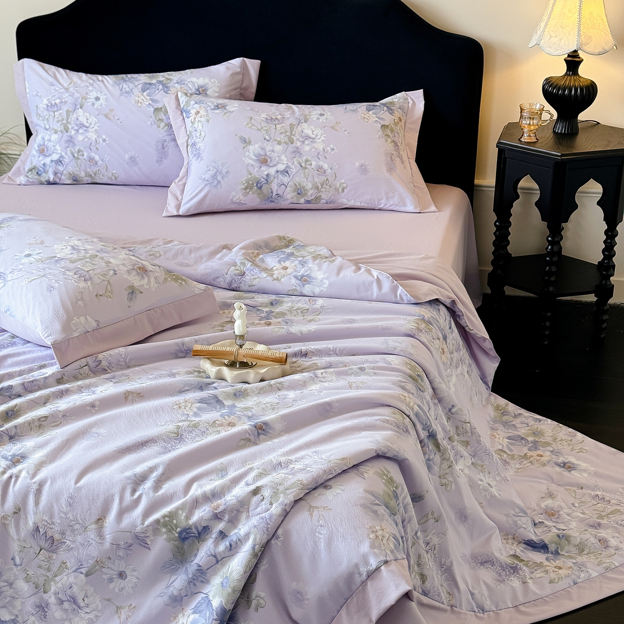 91家纺网 家纺一手货源 找家纺 迷尚家居 2026新款冰丝柔夏被四件套 水韵紫