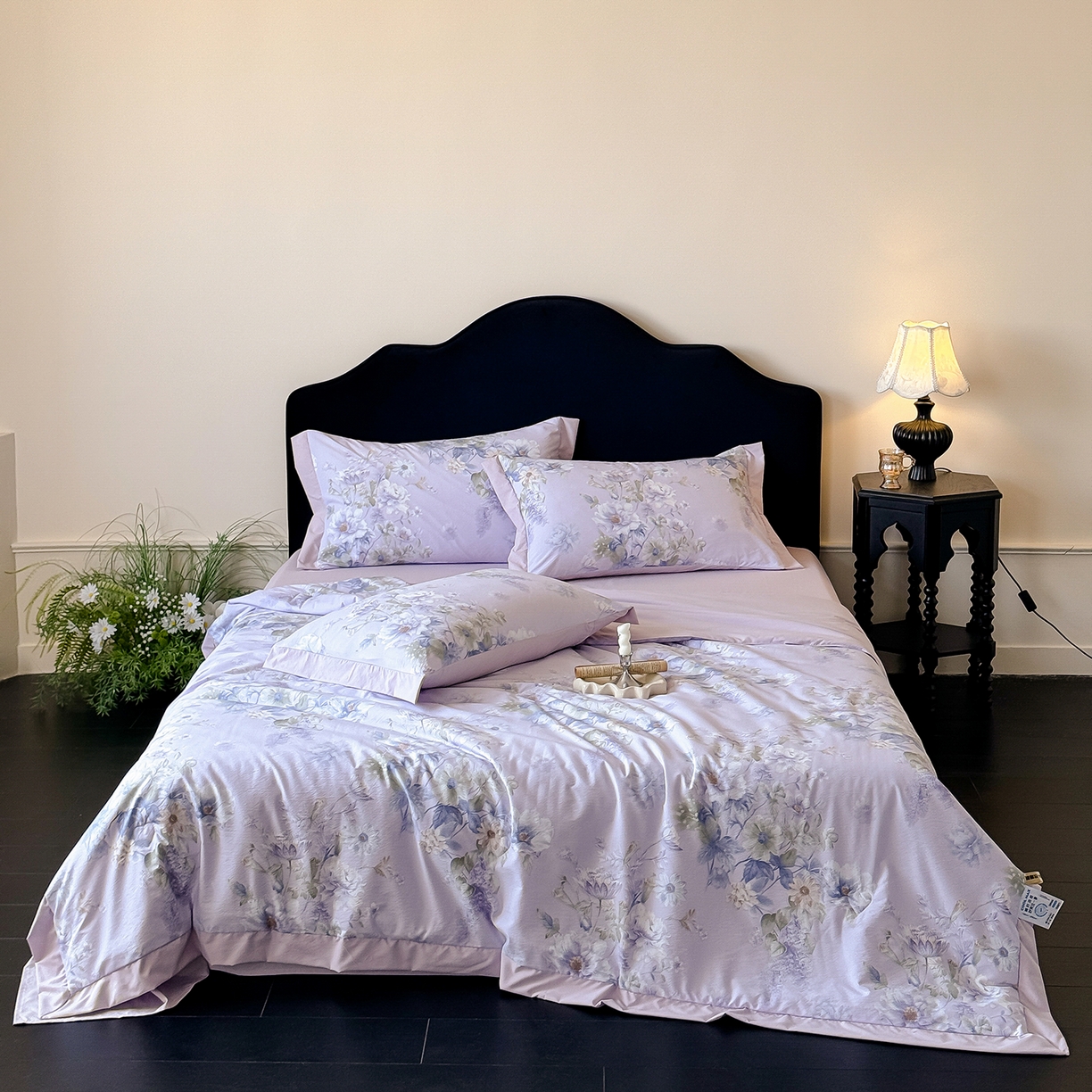 91家纺网 家纺一手货源 找家纺 迷尚家居 2026新款冰丝柔夏被四件套 水韵紫