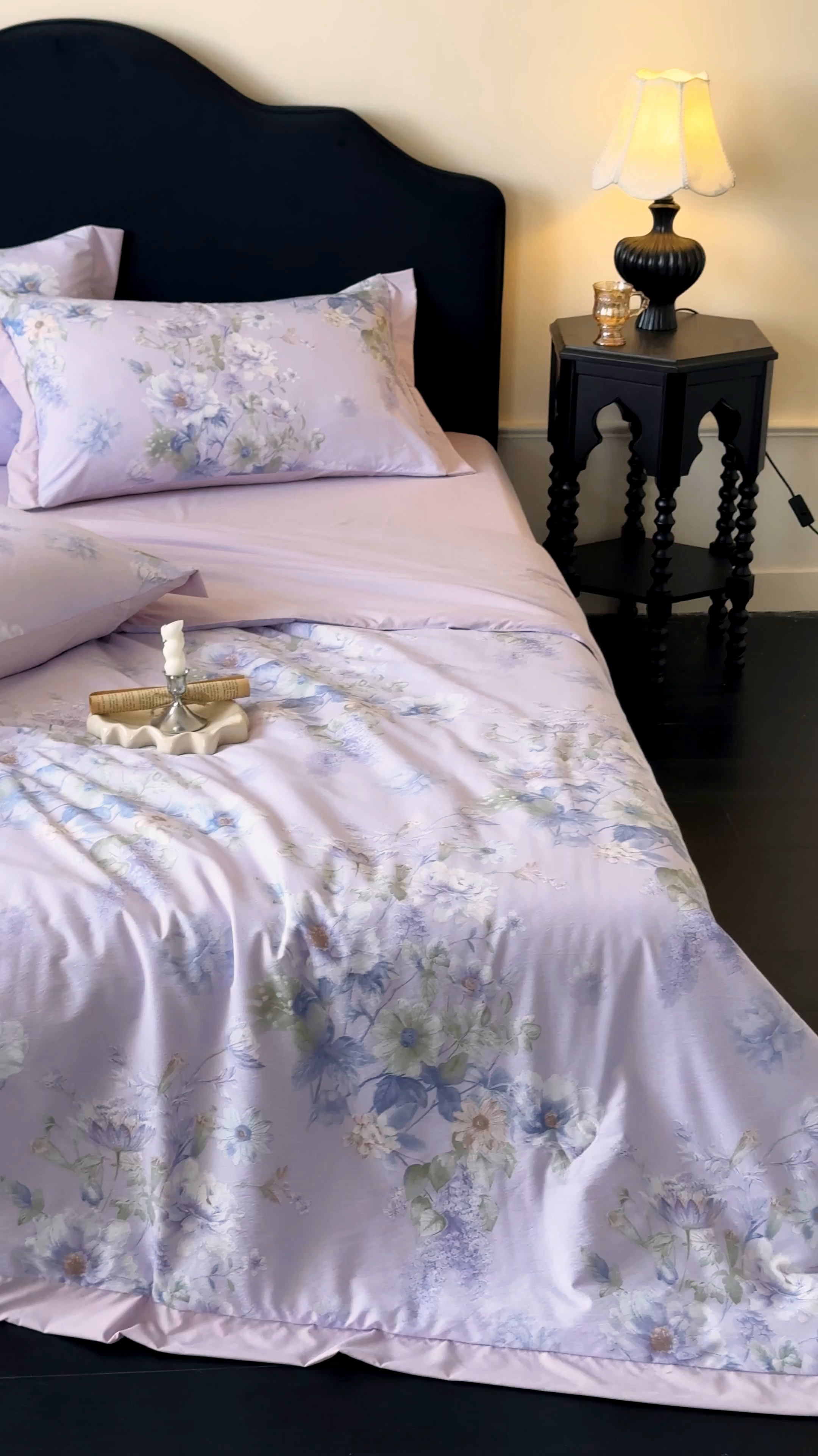 91家纺网 家纺一手货源 找家纺 迷尚家居 2026新款冰丝柔夏被四件套 水韵紫