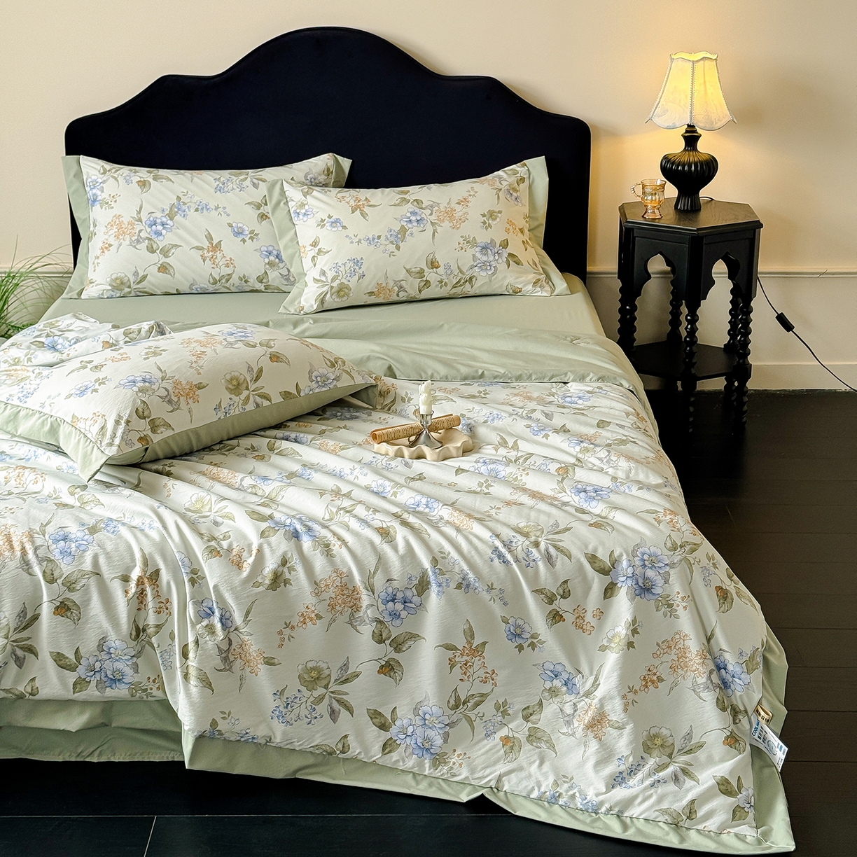 91家纺网 家纺一手货源 找家纺 迷尚家居 2026新款冰丝柔夏被四件套 松香