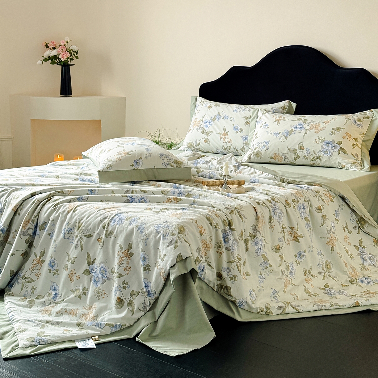 91家纺网 家纺一手货源 找家纺 迷尚家居 2026新款冰丝柔夏被四件套 松香