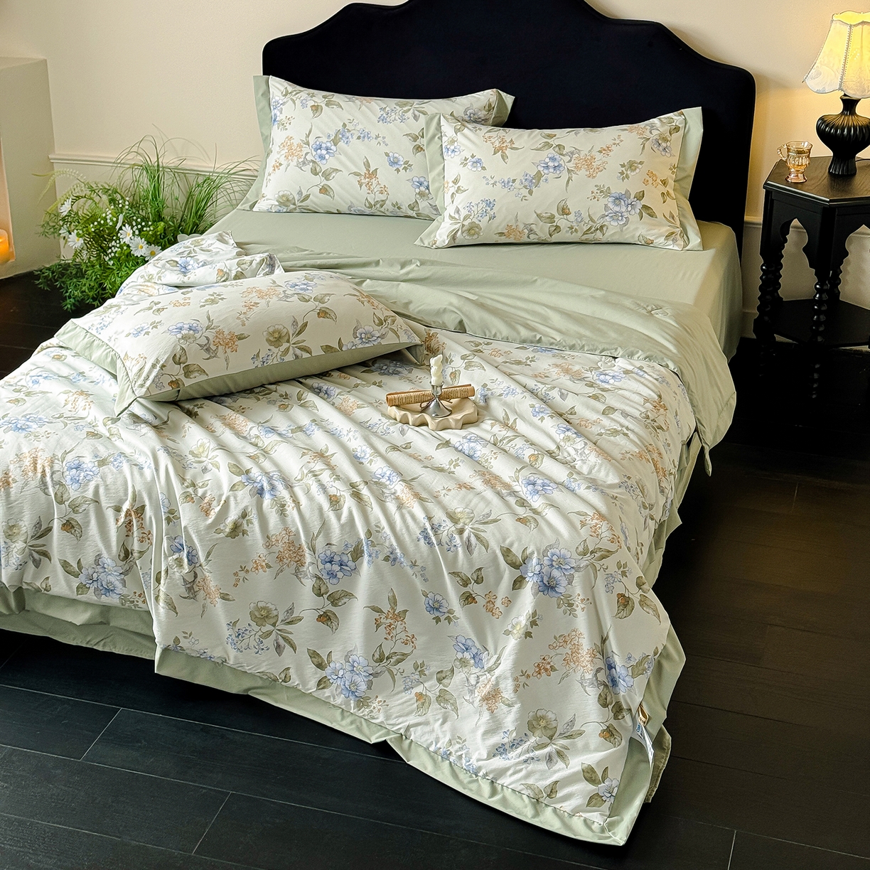 91家纺网 家纺一手货源 找家纺 迷尚家居 2026新款冰丝柔夏被四件套 松香