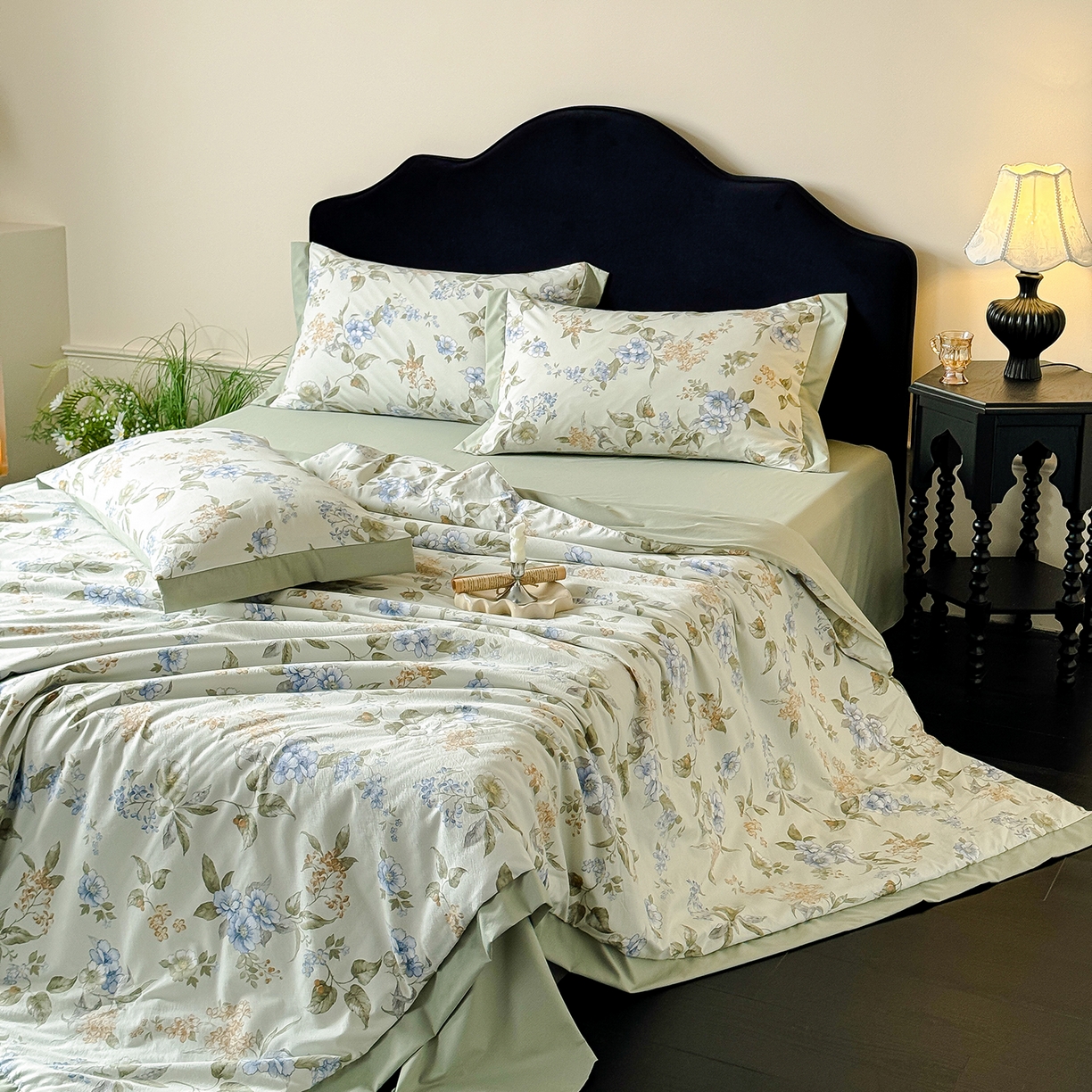 91家纺网 家纺一手货源 找家纺 迷尚家居 2026新款冰丝柔夏被四件套 松香