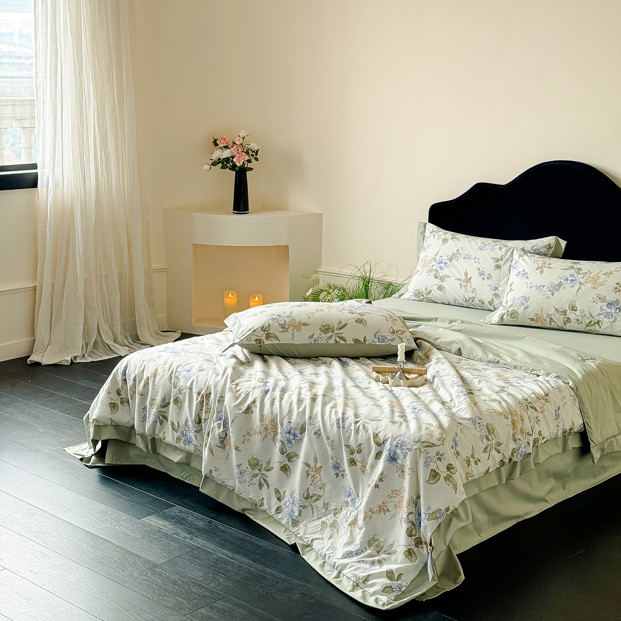 91家纺网 家纺一手货源 找家纺 迷尚家居 2026新款冰丝柔夏被四件套 松香