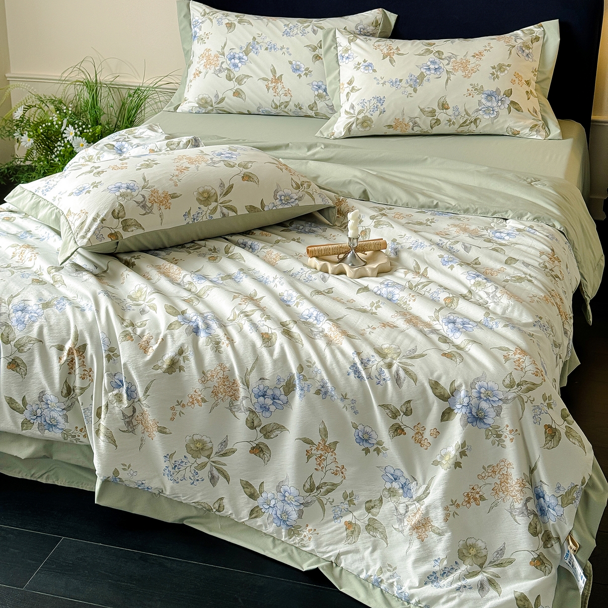 91家纺网 家纺一手货源 找家纺 迷尚家居 2026新款冰丝柔夏被四件套 松香