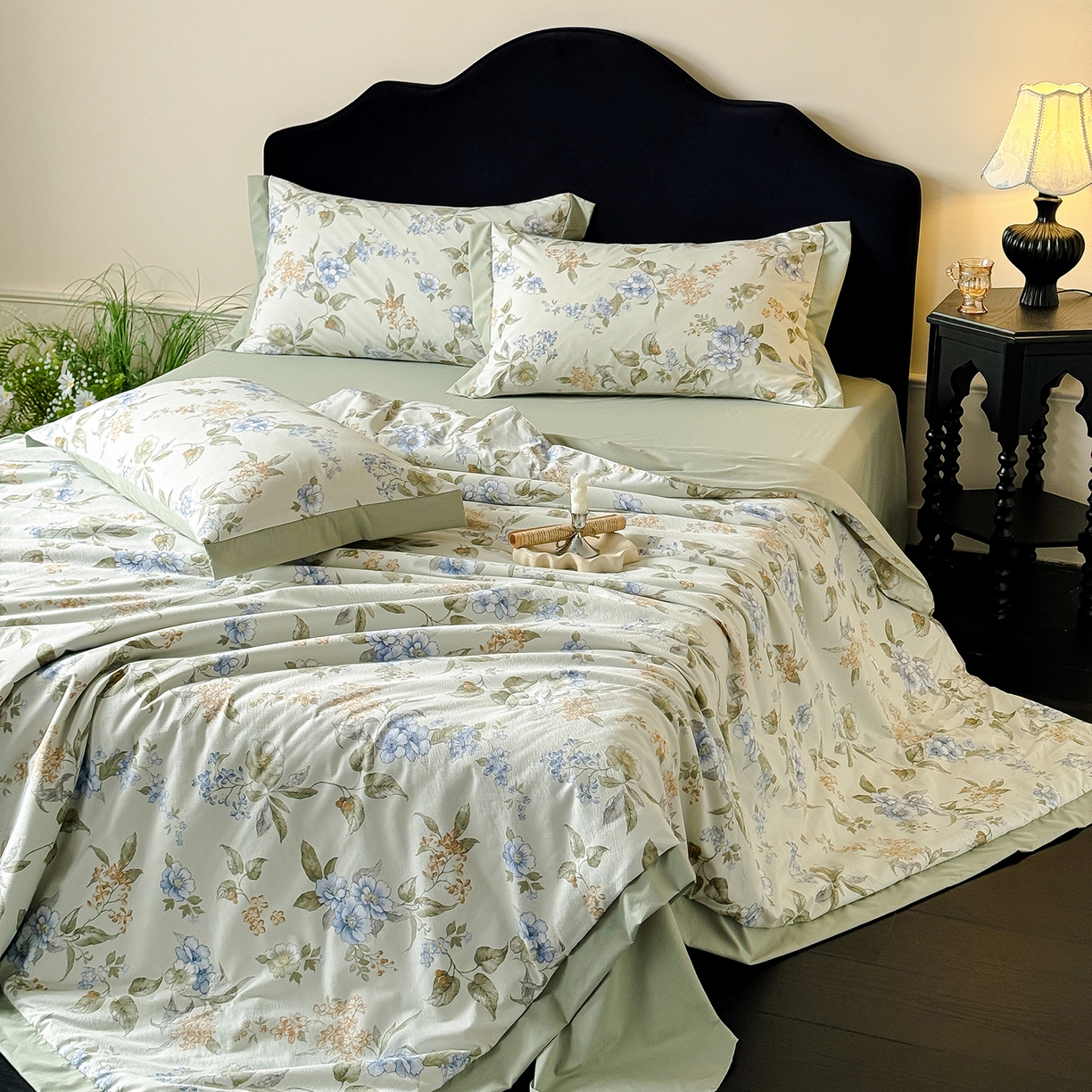 91家纺网 家纺一手货源 找家纺 迷尚家居 2026新款冰丝柔夏被四件套 松香