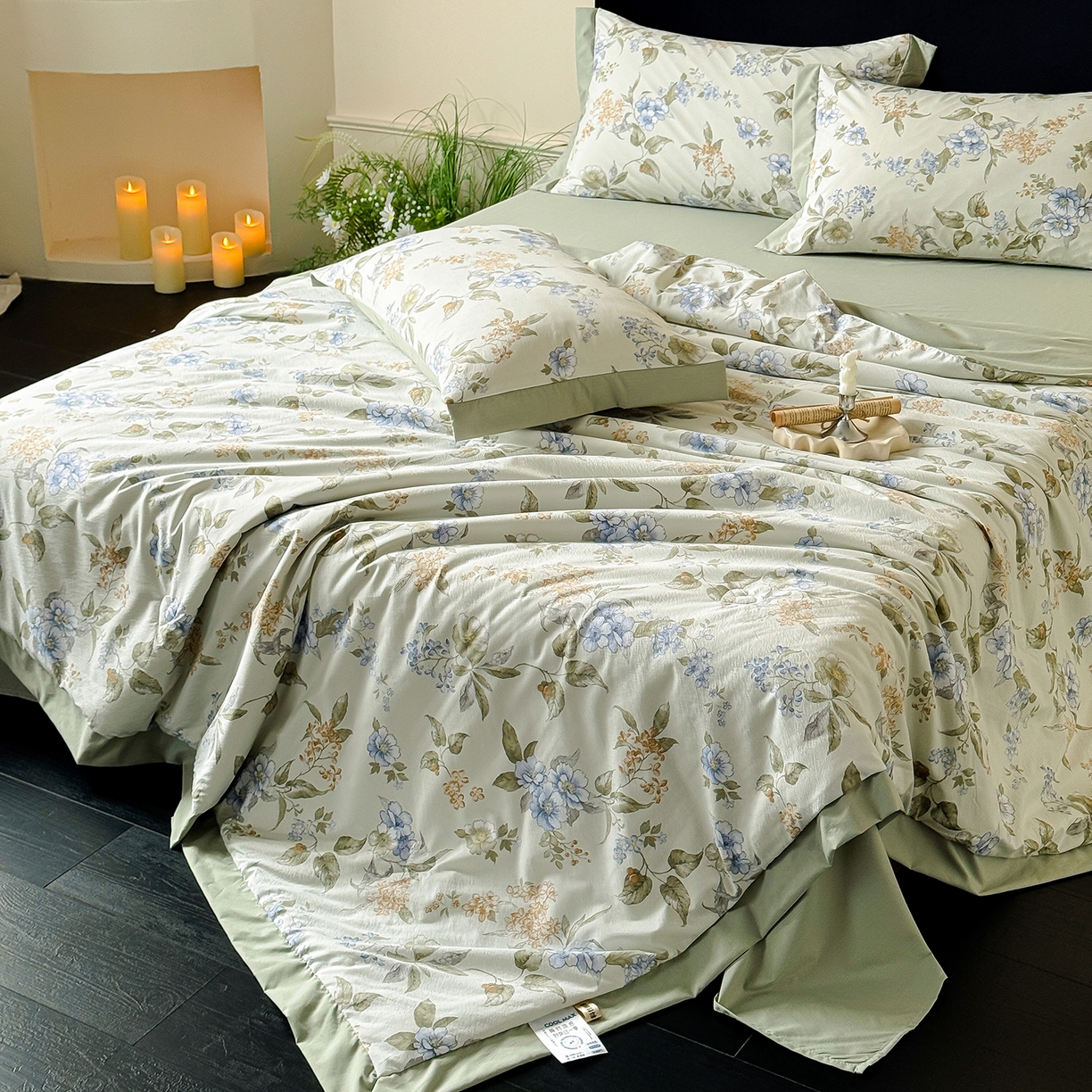 91家纺网 家纺一手货源 找家纺 迷尚家居 2026新款冰丝柔夏被四件套 松香