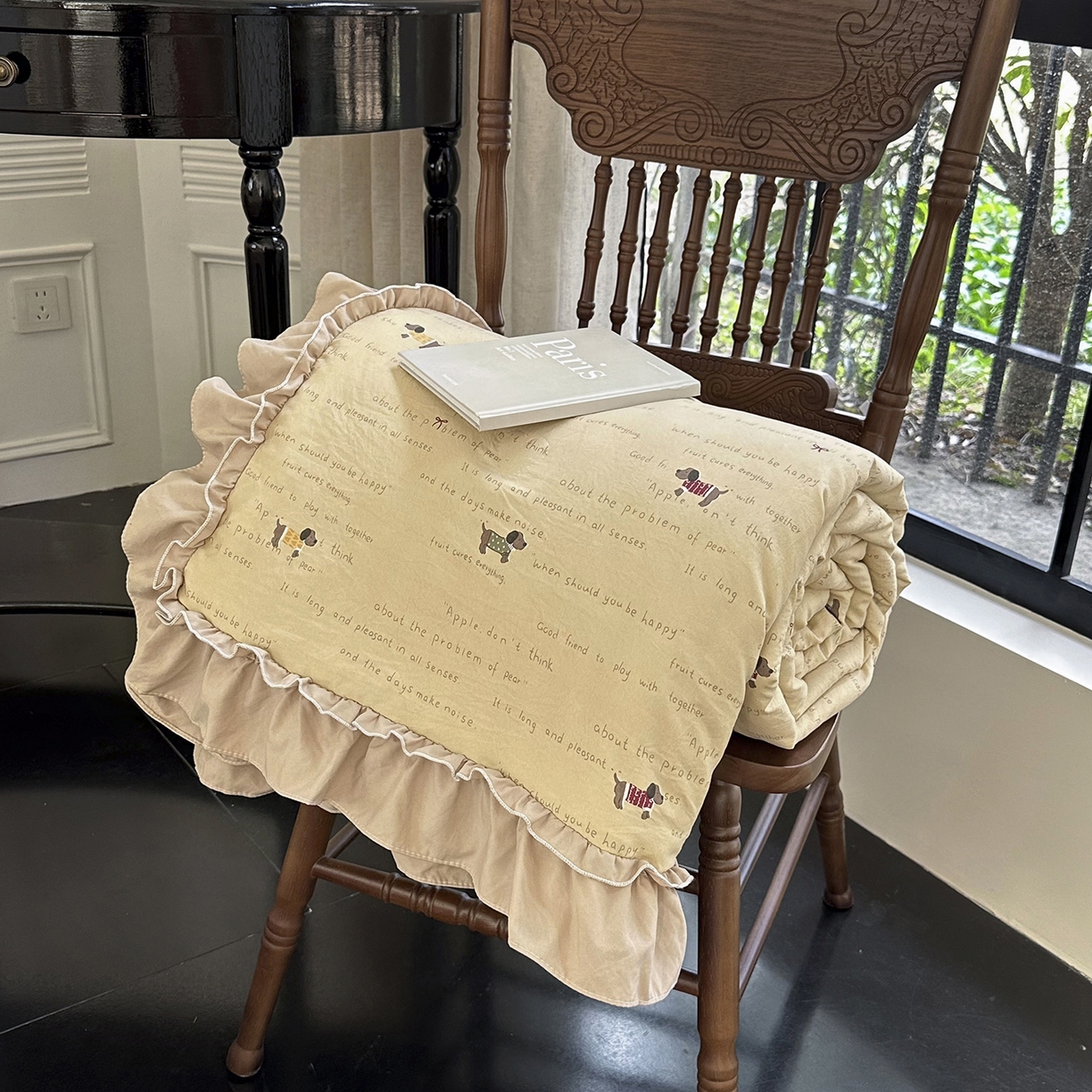 迷尚家居 2026新款云朵棉印花花边夏被四件套 狗狗家族