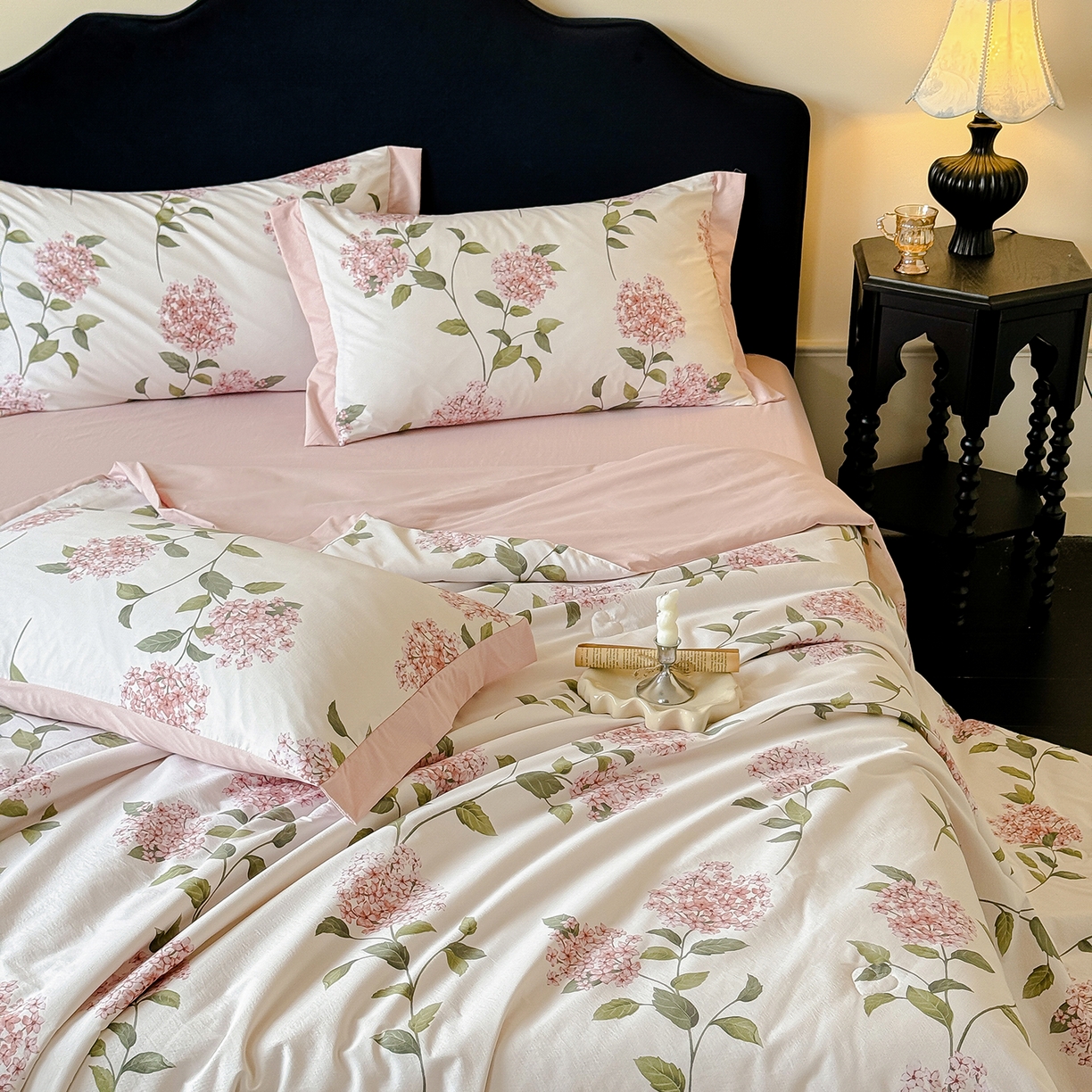 91家纺网 家纺一手货源 找家纺 迷尚家居 2026新款冰丝柔夏被四件套 绣球