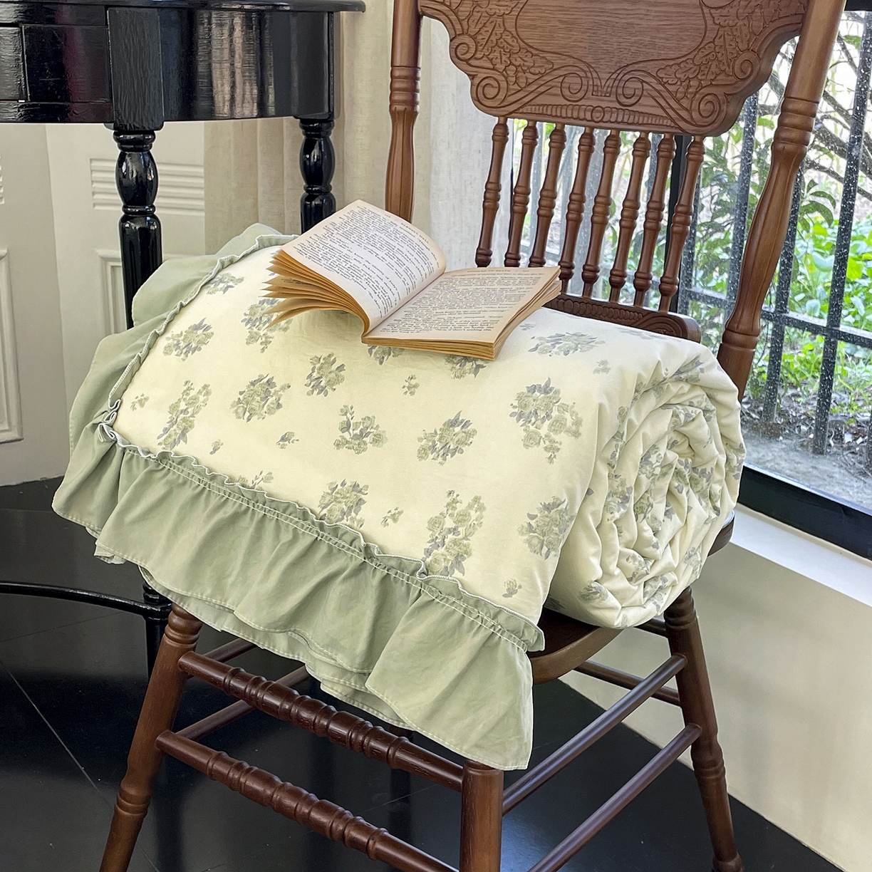 迷尚家居 2026新款云朵棉印花花边夏被四件套 南烟