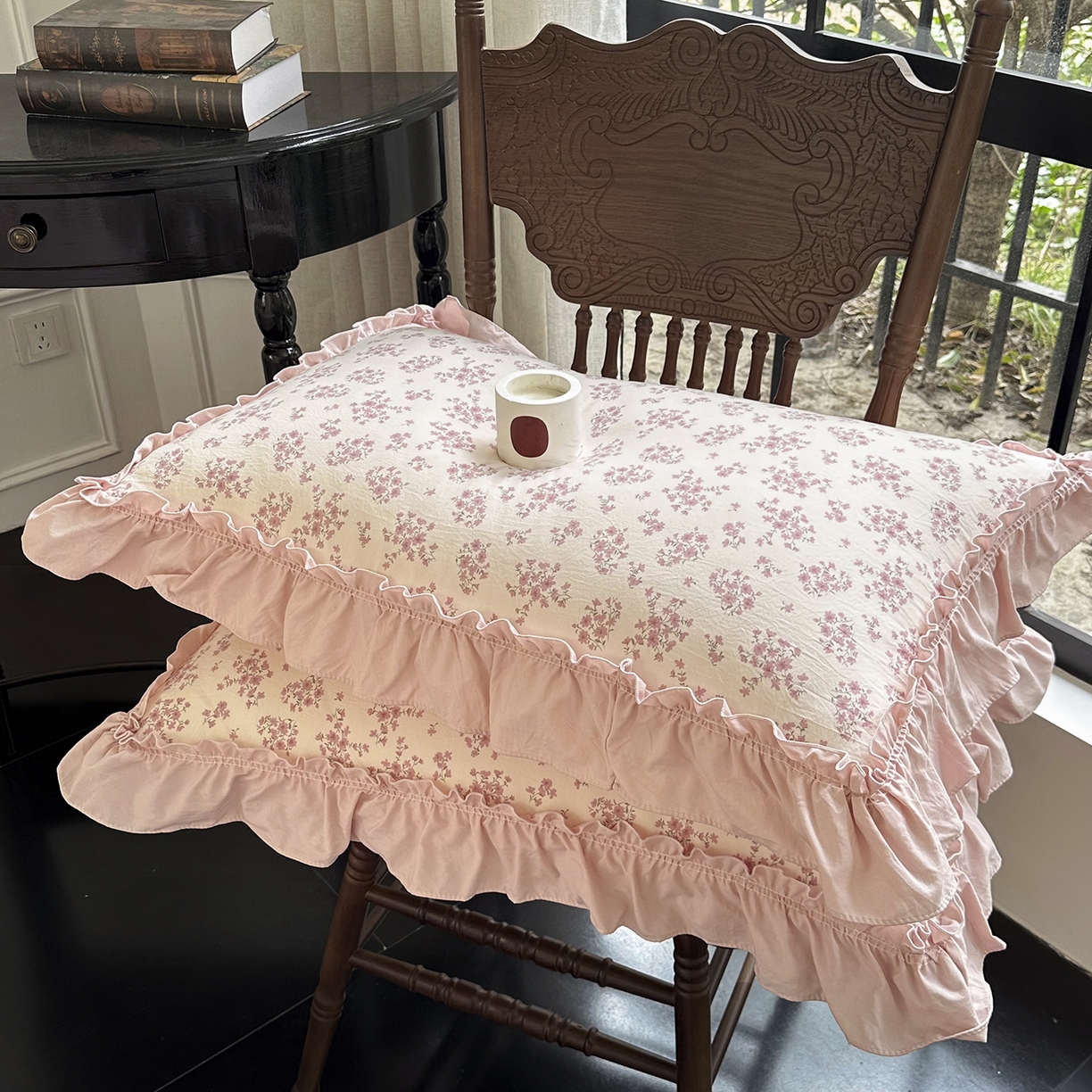 91家纺网 家纺一手货源 找家纺 迷尚家居 2026新款云朵棉印花花边夏被四件套 七分甜