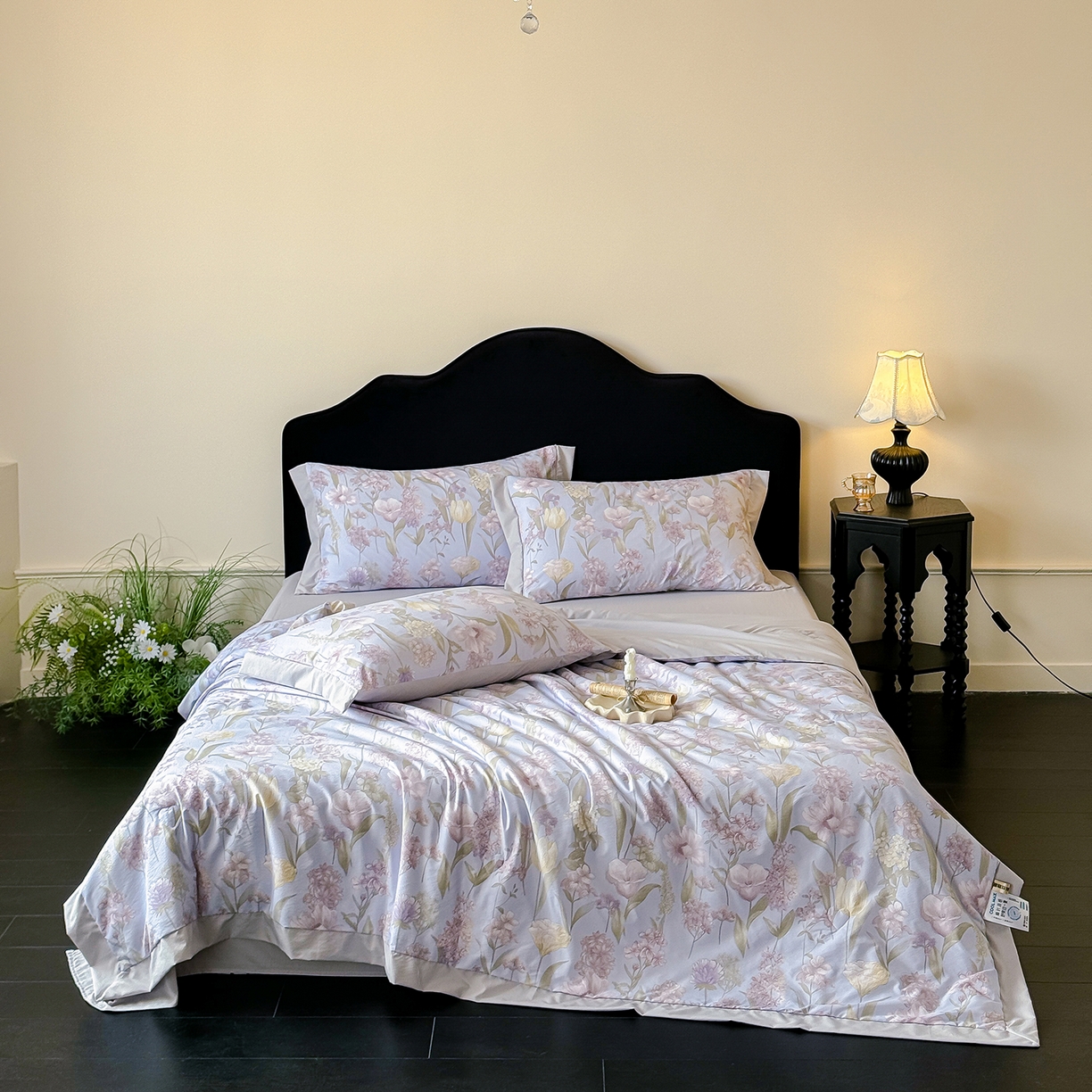 91家纺网 家纺一手货源 找家纺 迷尚家居 2026新款冰丝柔夏被四件套 郁梦蓝