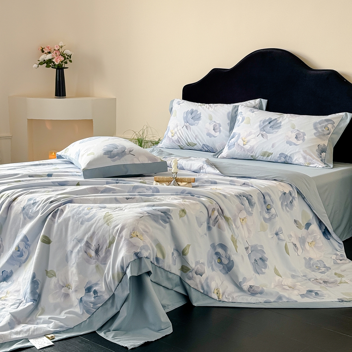 91家纺网 家纺一手货源 找家纺 迷尚家居 2026新款冰丝柔夏被四件套 云兮