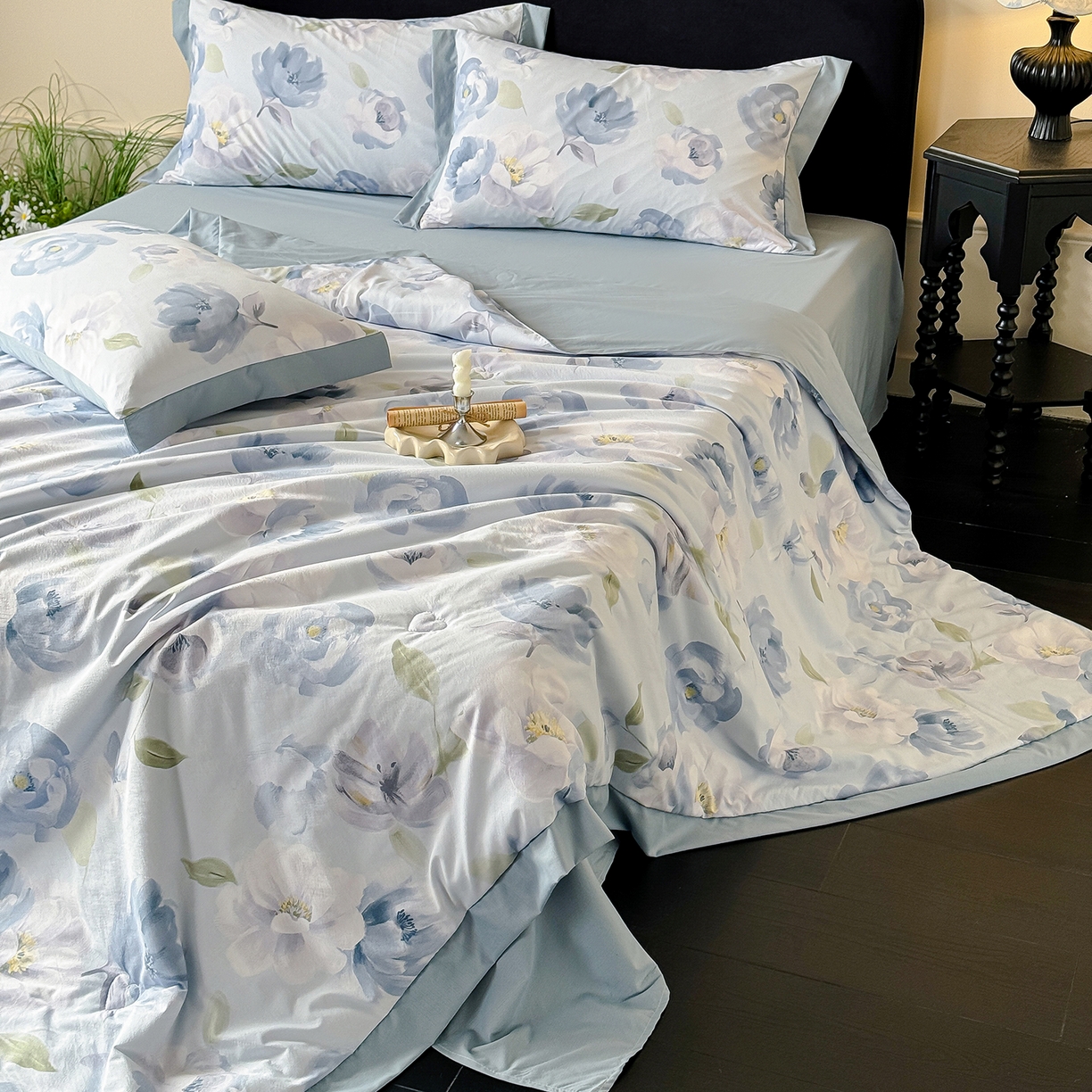 91家纺网 家纺一手货源 找家纺 迷尚家居 2026新款冰丝柔夏被四件套 云兮