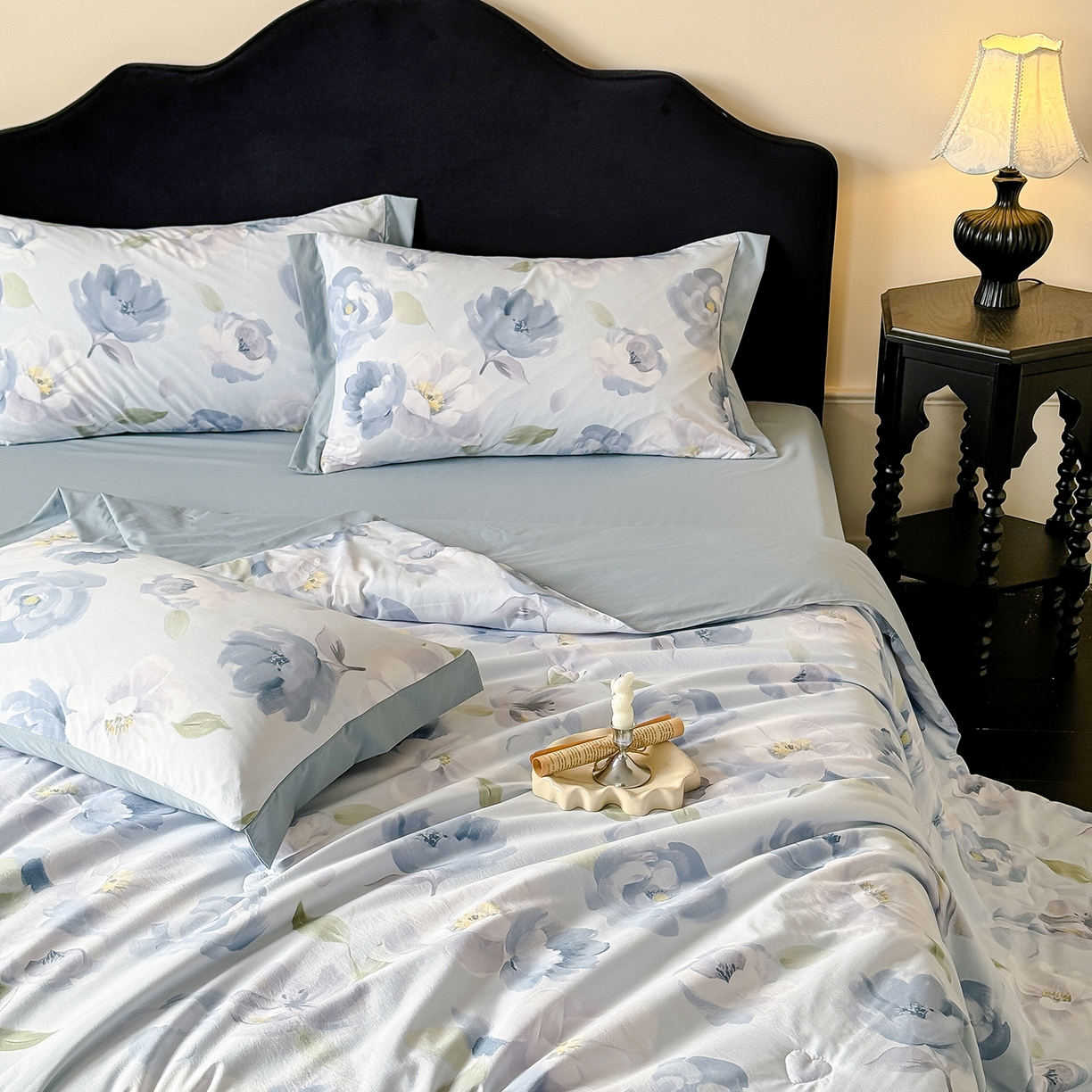 91家纺网 家纺一手货源 找家纺 迷尚家居 2026新款冰丝柔夏被四件套 云兮