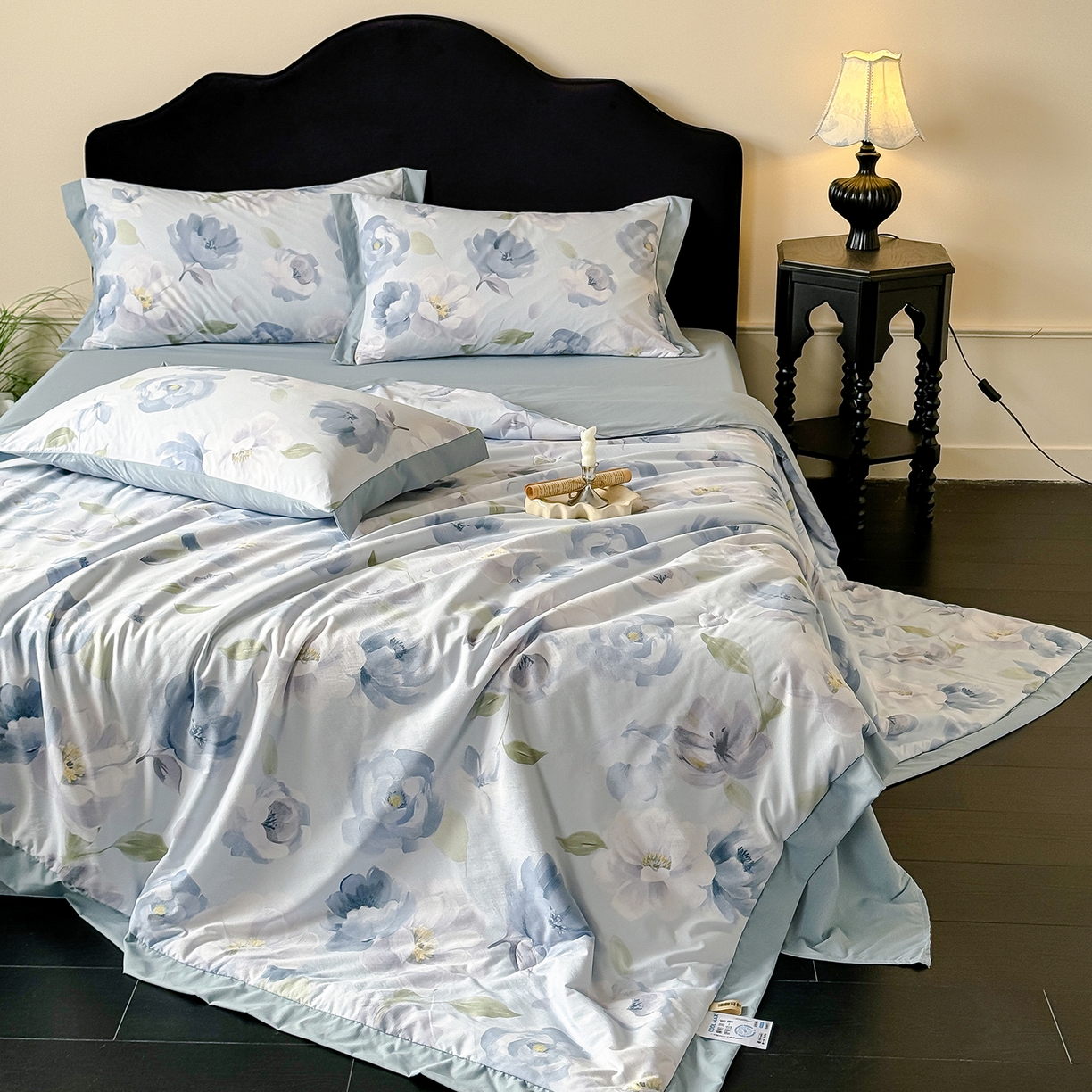 91家纺网 家纺一手货源 找家纺 迷尚家居 2026新款冰丝柔夏被四件套 云兮