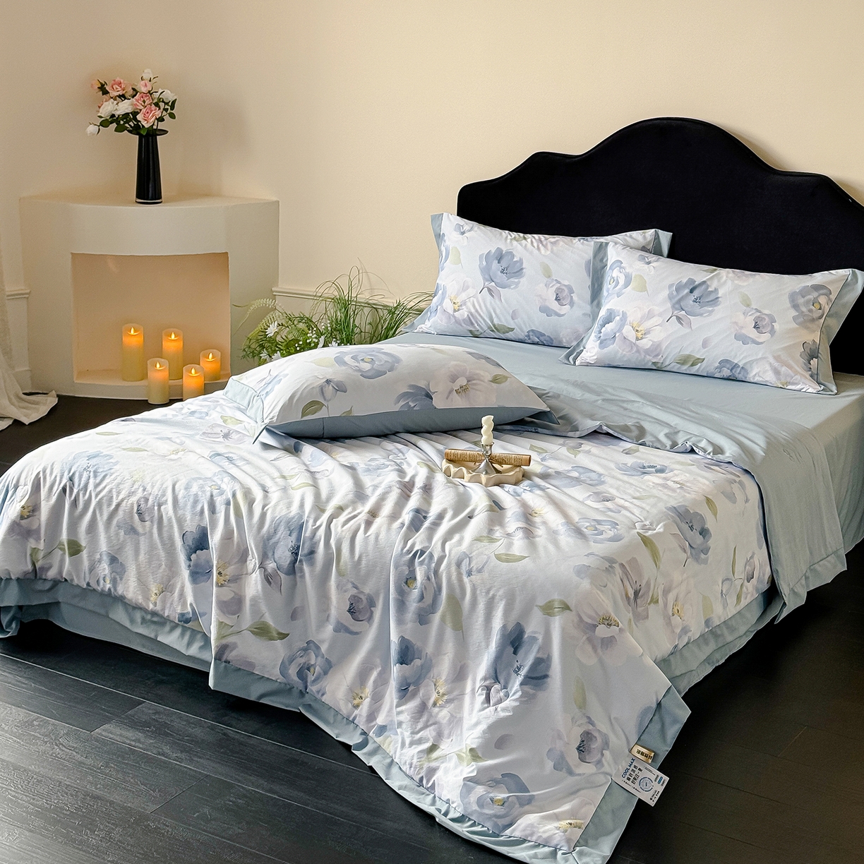 91家纺网 家纺一手货源 找家纺 迷尚家居 2026新款冰丝柔夏被四件套 云兮