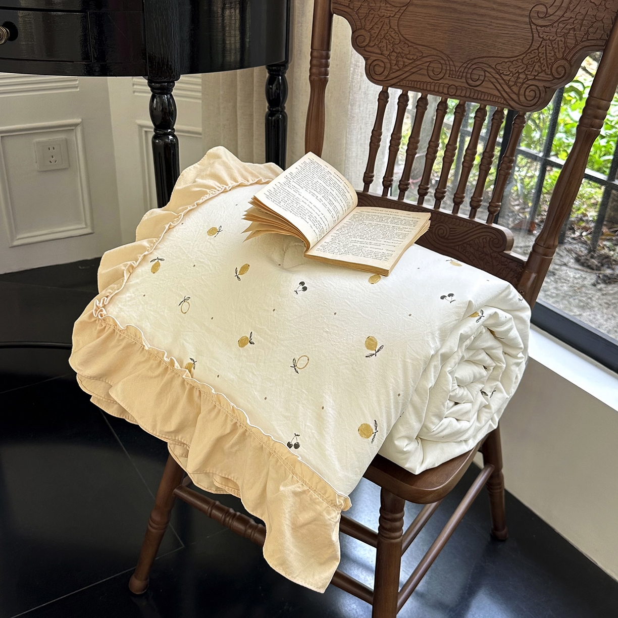 迷尚家居 2026新款云朵棉印花花边夏被四件套 小柠檬