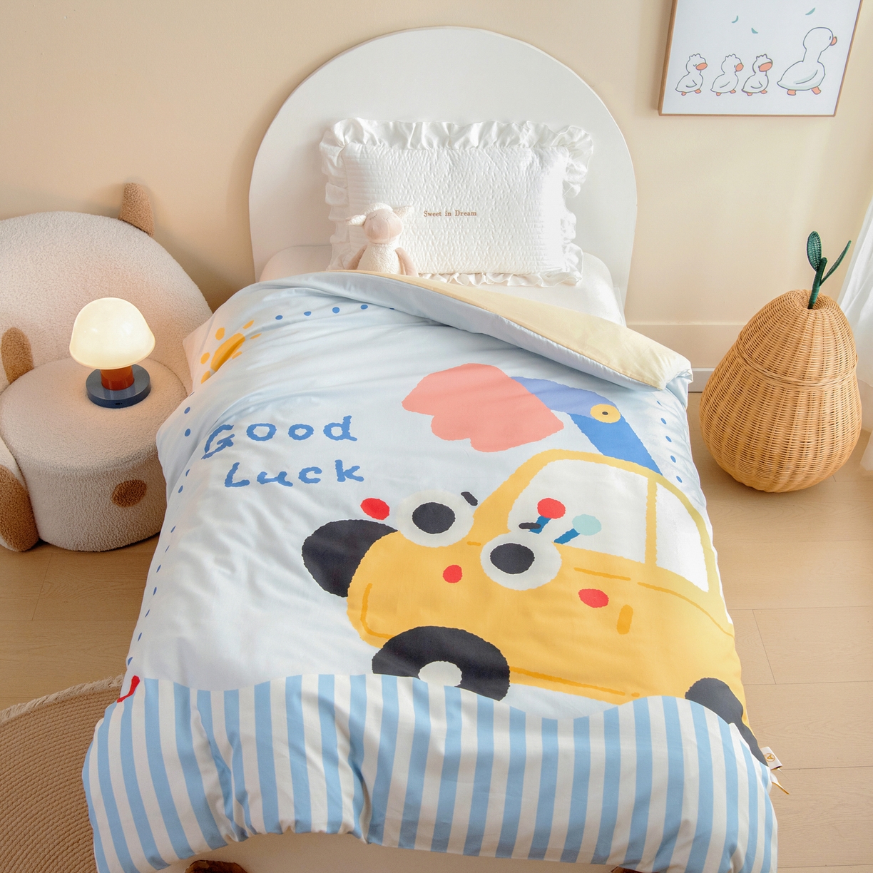 91家纺网 家纺一手货源 找家纺 （总）绒梦里 2026新款A类全棉纯棉卡通大版幼儿园三件套（另垫套有60*150cm/70*150cm/80*150cm/88*168cm/80*180cm）特殊垫套尺寸的价格咨询客服微信哦！