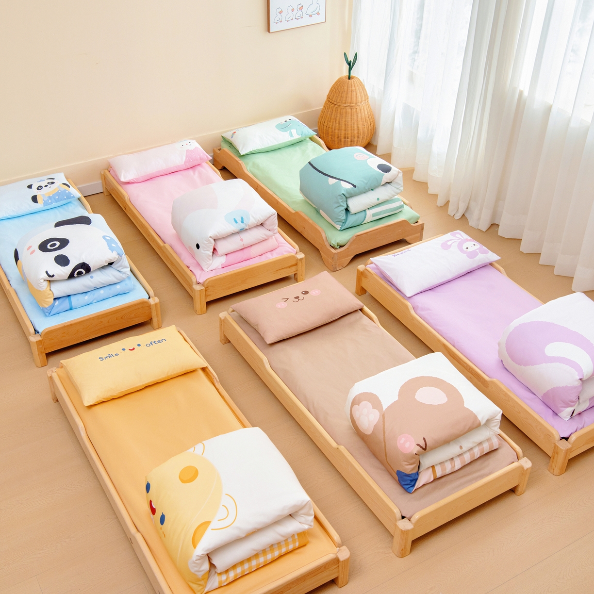 91家纺网 家纺一手货源 找家纺 （总）绒梦里 2026新款A类全棉纯棉卡通大版幼儿园三件套（另垫套有60*150cm/70*150cm/80*150cm/88*168cm/80*180cm）特殊垫套尺寸的价格咨询客服微信哦！