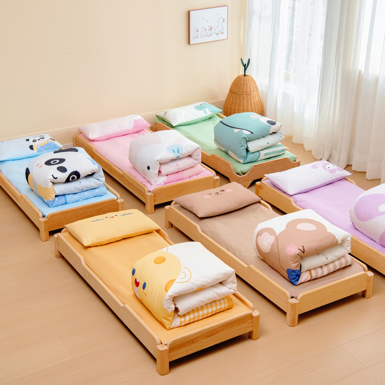 91家纺网 家纺一手货源 找家纺 绒梦里 2026新款A类全棉纯棉卡通大版幼儿园三件套 组合图（仅供展示不可下单）