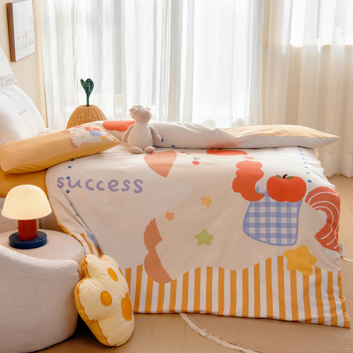 91家纺网 家纺一手货源 找家纺 绒梦里 2026新款A类全棉纯棉卡通大版幼儿园三件套 平安小马（另垫套有60*150cm/70*150cm/80*150cm/88*168cm/80*180cm）特殊垫套尺寸的价格咨询客服微信哦！