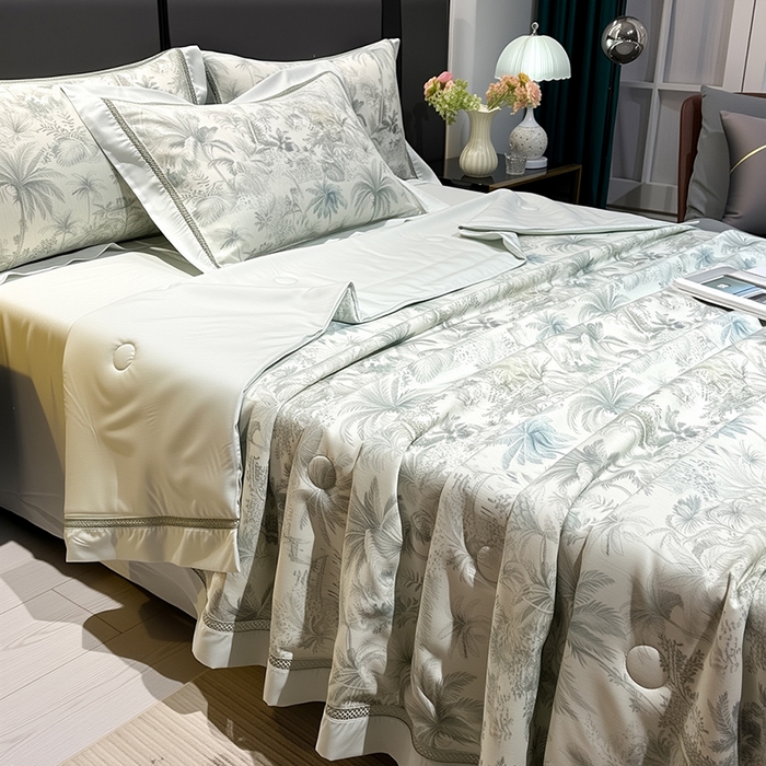 91家纺网 家纺一手货源 找家纺 （总）欧夏家纺 2026莱赛尔天丝麻数码印花镂空夏被空调被夏凉被