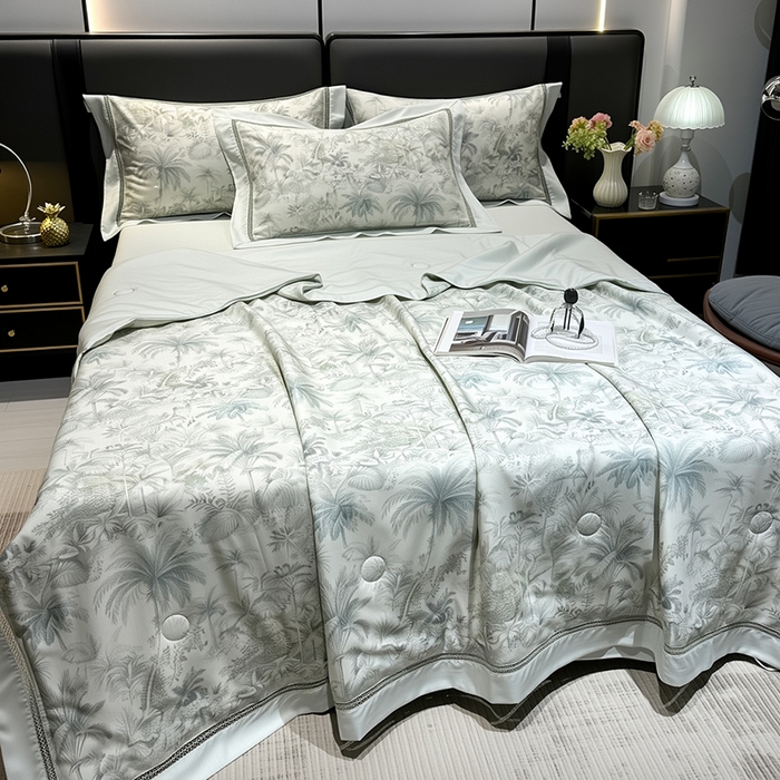 91家纺网 家纺一手货源 找家纺 （总）欧夏家纺 2026莱赛尔天丝麻数码印花镂空夏被空调被夏凉被