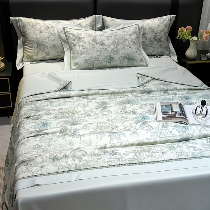 91家纺网 家纺一手货源 找家纺 （总）欧夏家纺 2026莱赛尔天丝麻数码印花镂空夏被空调被夏凉被