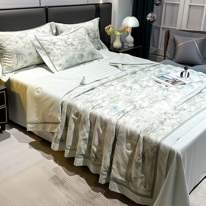 91家纺网 家纺一手货源 找家纺 （总）欧夏家纺 2026莱赛尔天丝麻数码印花镂空夏被空调被夏凉被